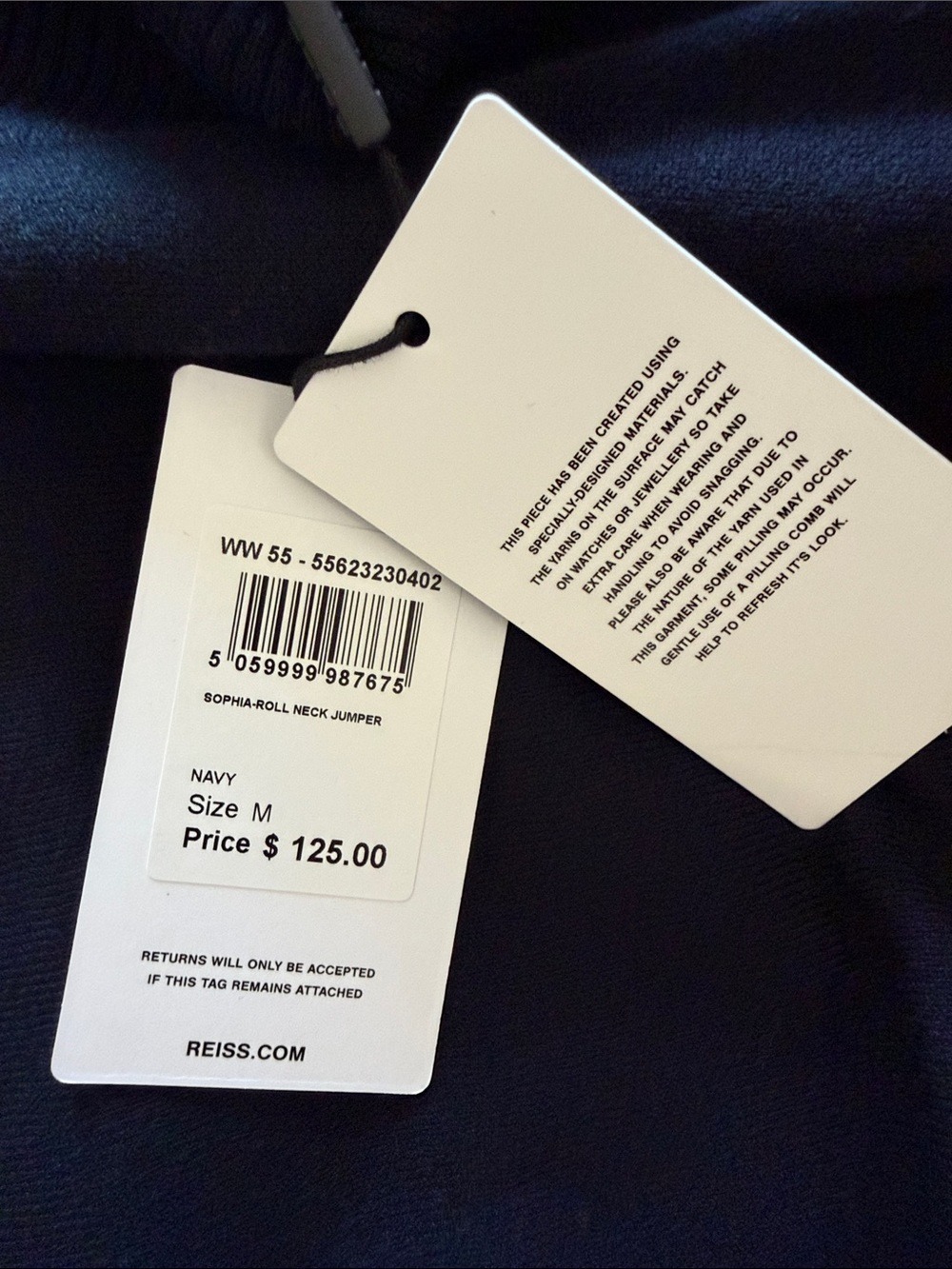 Reiss Navy Oversized Turtleneck Sweater - Picture 2 of 8